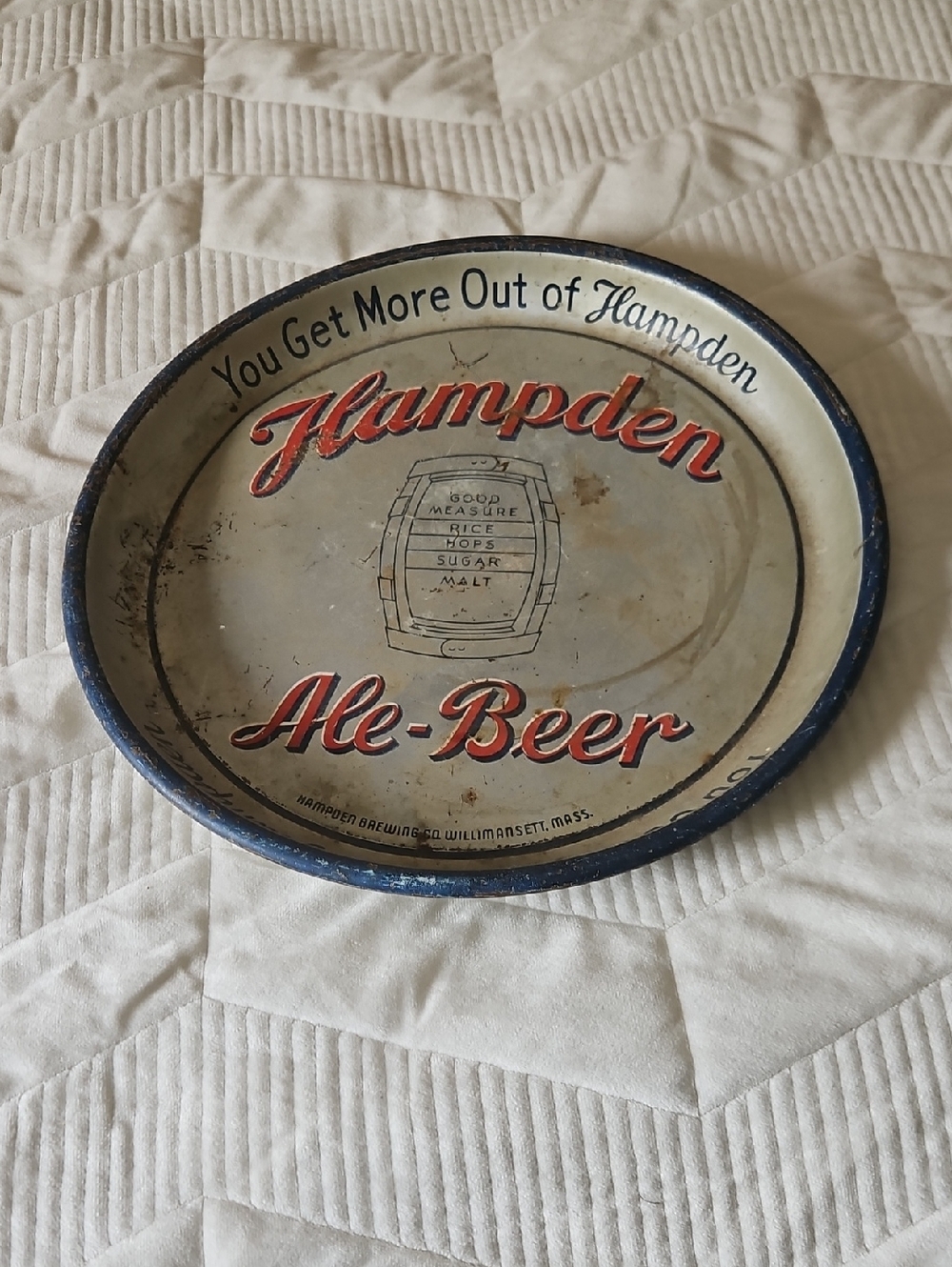 Hampden Ale-Beer Vintage Metal Tray - Cream & Navy